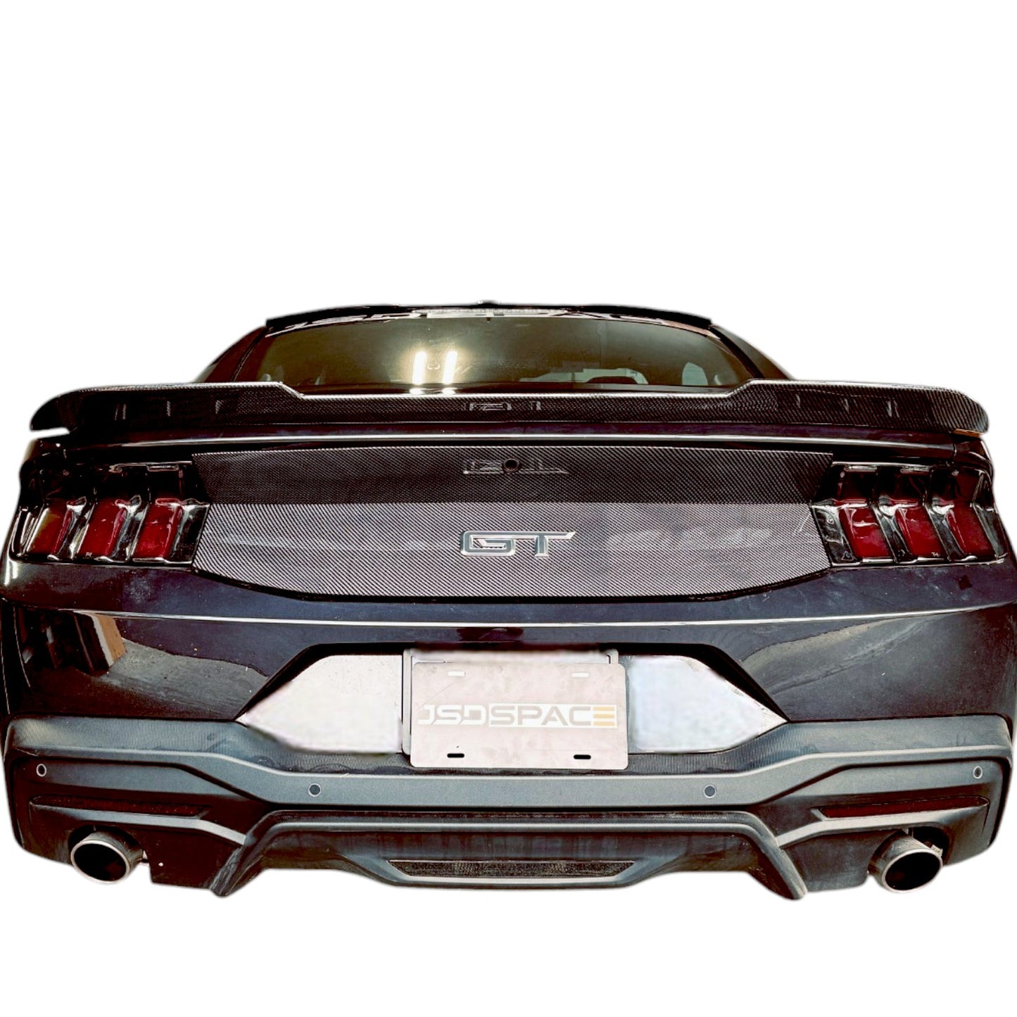 JSD V-Style Rear Trunk Spoiler for Ford Mustang 2024+, Real Gloss Carbon Fiber