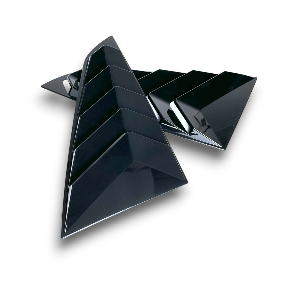 JSD Sport Quarter Window Louvers for 15-23 Mustang Fastback; Gloss Black