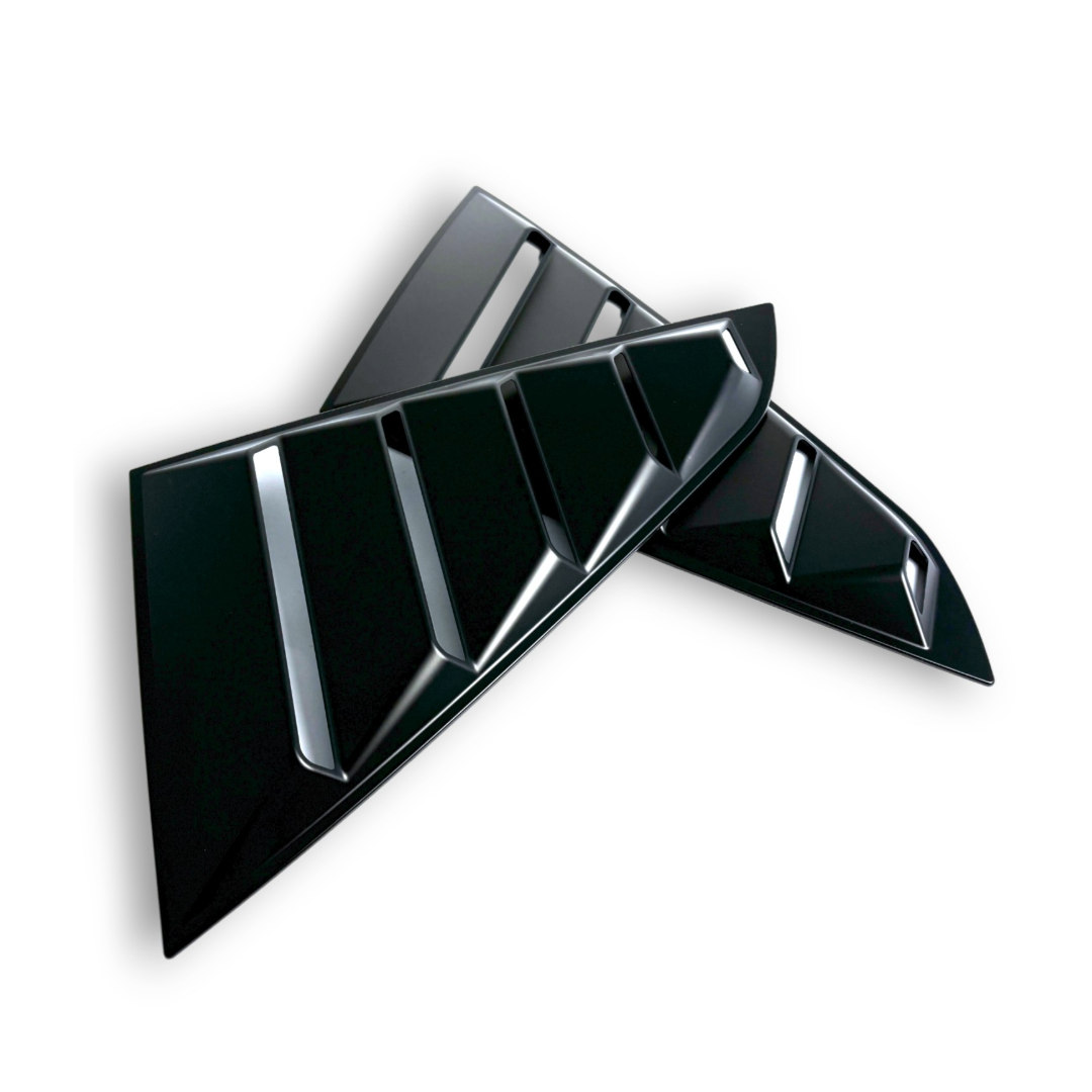 Vintage Quarter Window Louvers for 2024+ Mustang Fastback by JSD, Matte Black