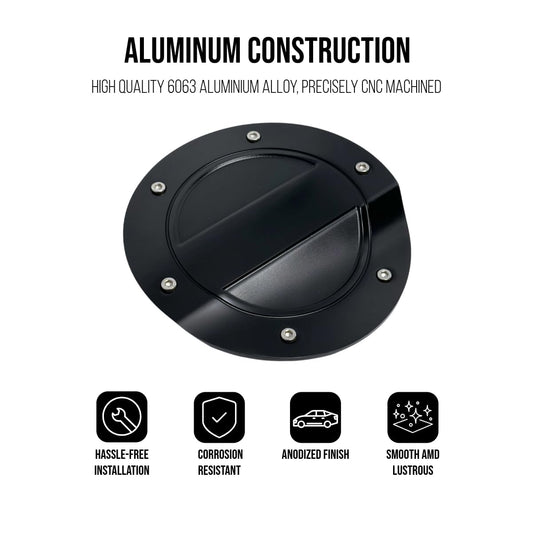 JSD Billet Aluminum Fuel Door for Ford Mustang 2015-2023, Black Anodized