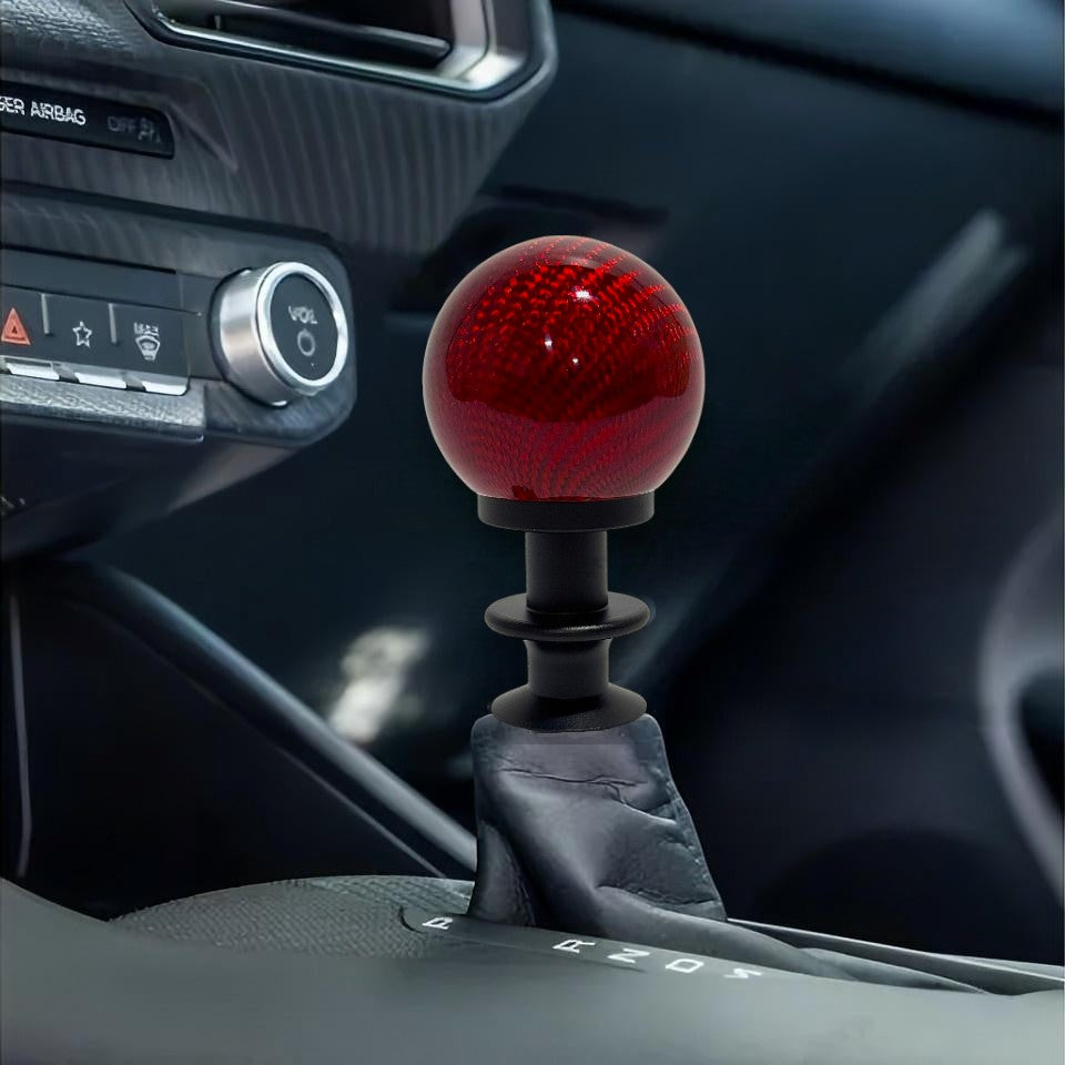 JSD Automatic Shifter Handle for 2015-2025 Mustang; Red Carbon Fiber (NOT COMPATIBLE FOR GT350 & GT500)