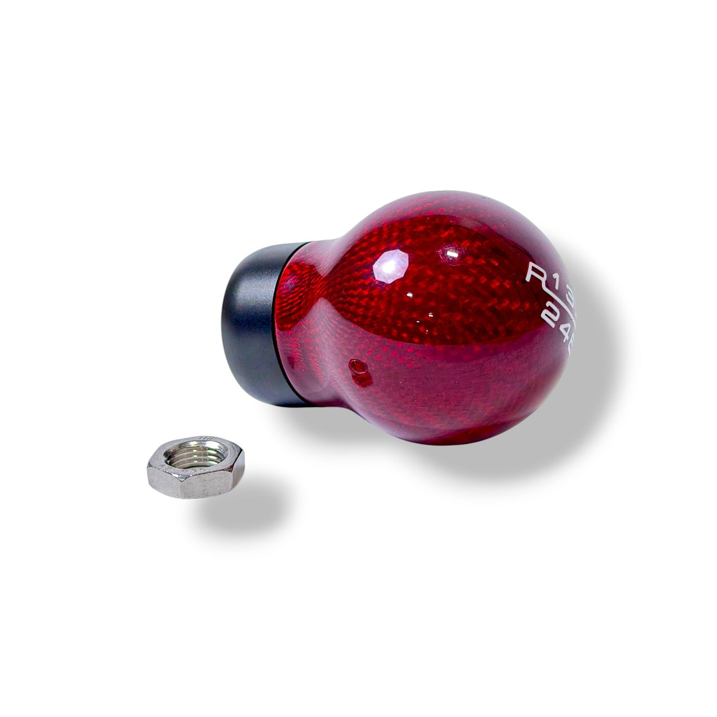 JSD 6-Speed Shift Knob; Real Red Carbon Fiber (15-25 Mustang GT, Dark Horse)