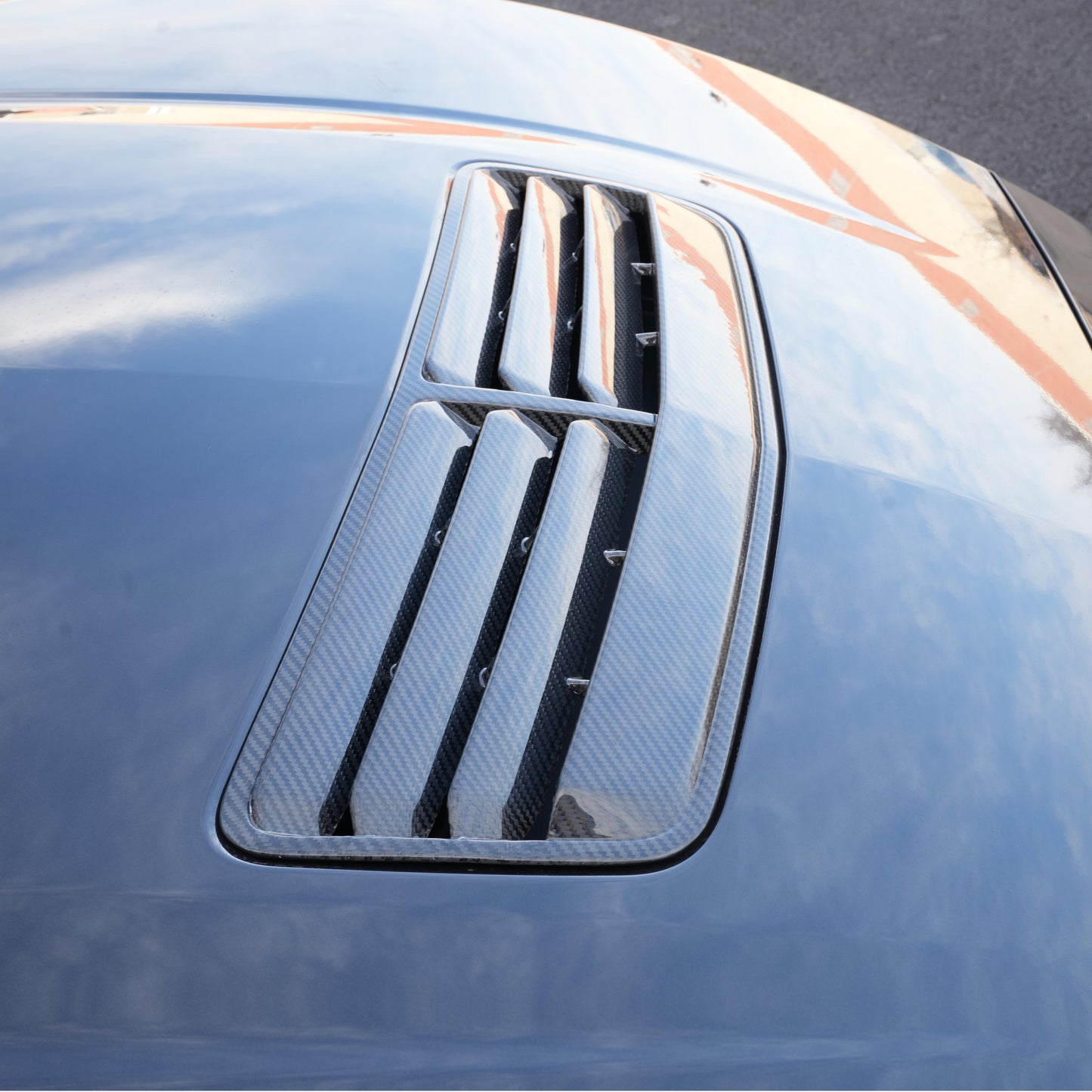 JSD Real Carbon Fiber Replacement Hood Vent Accent for 2024 2025 Mustang GT, Dark Horse