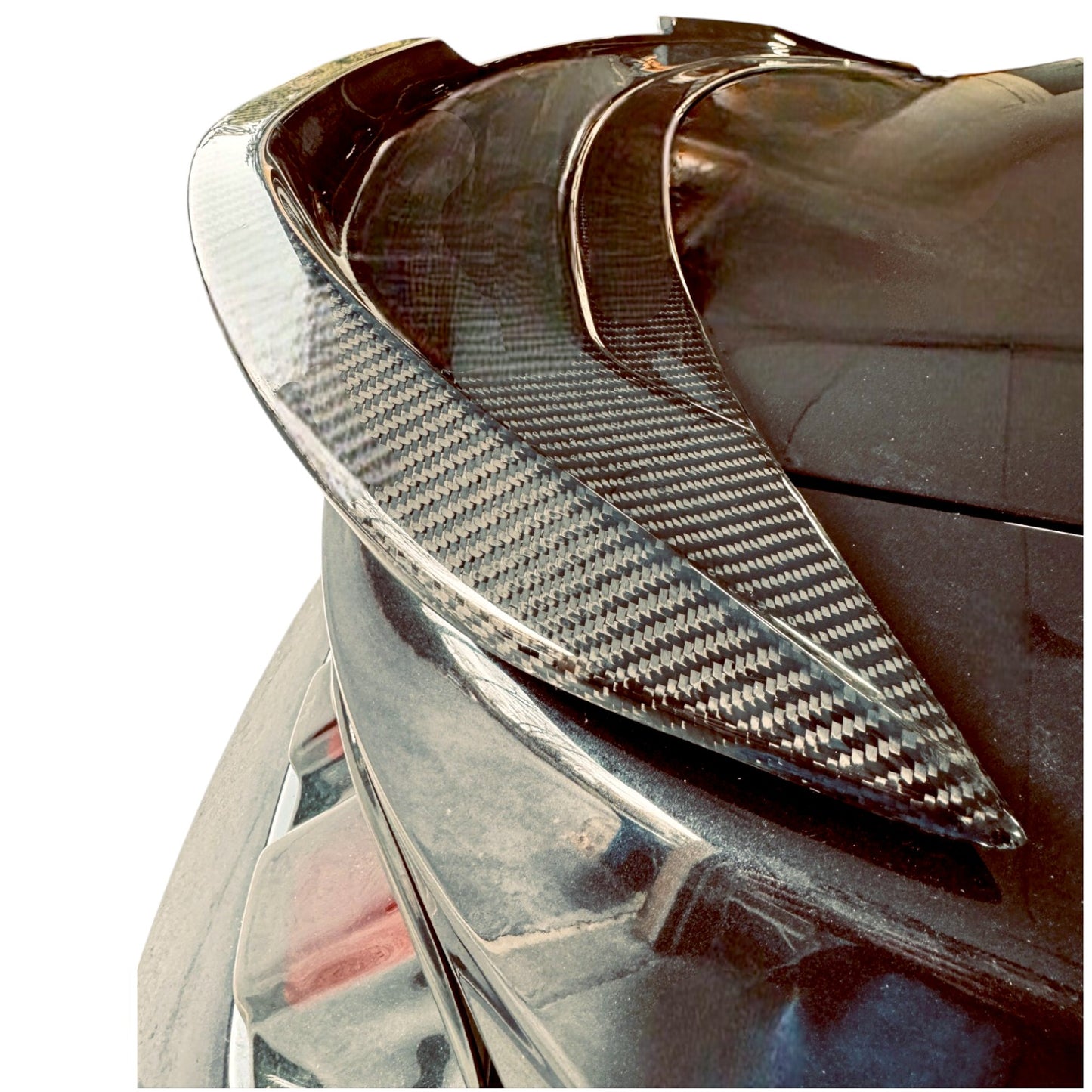 JSD V-Style Rear Trunk Spoiler for Ford Mustang 2024+, Real Gloss Carbon Fiber