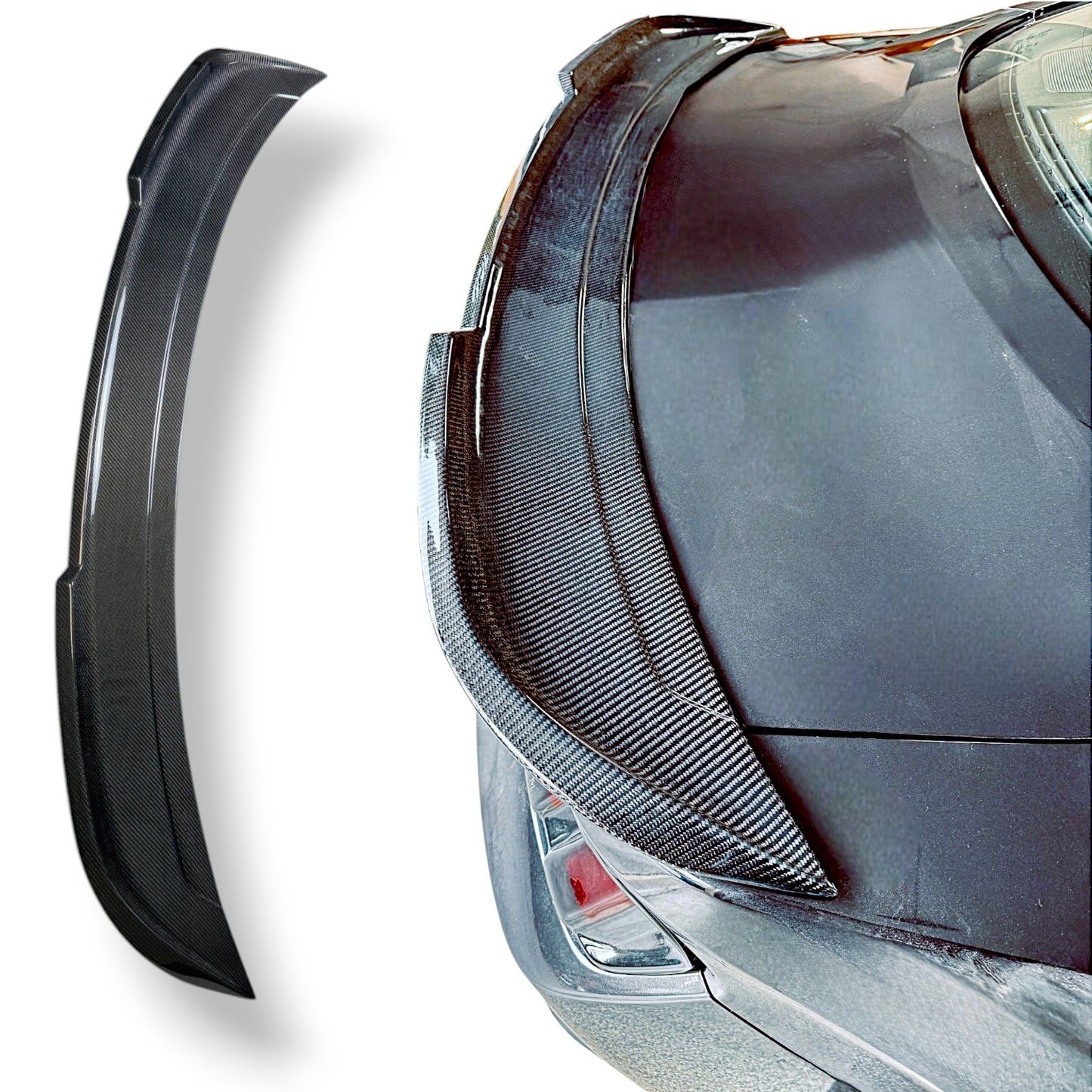 JSD V-Style Rear Trunk Spoiler for Ford Mustang 2024+, Real Gloss Carbon Fiber