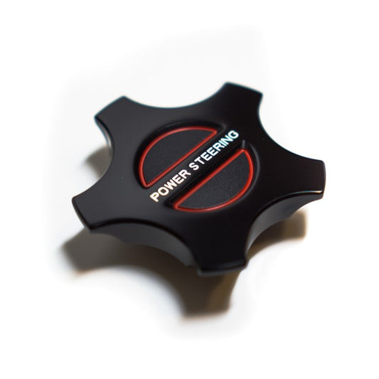 JSD Billet Aluminum Power Steering Cap Cover for 2005-2010 Ford Mustang; Black Anodized