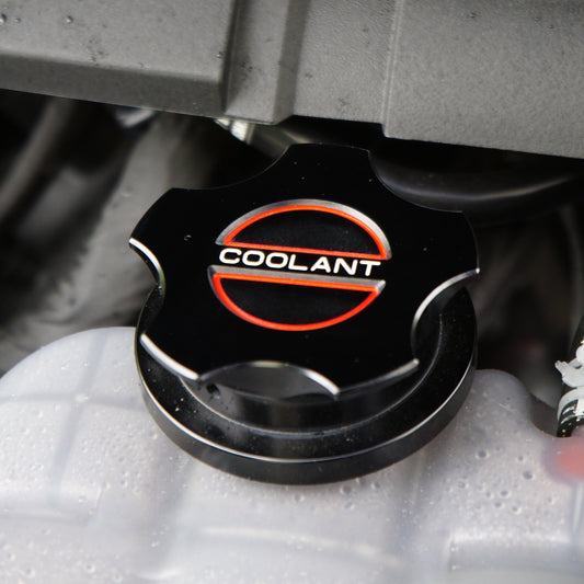 JSD Space Billet Aluminum Coolant Radiator Cap Cover for Ford Mustang 2015-2025; Anodized Black
