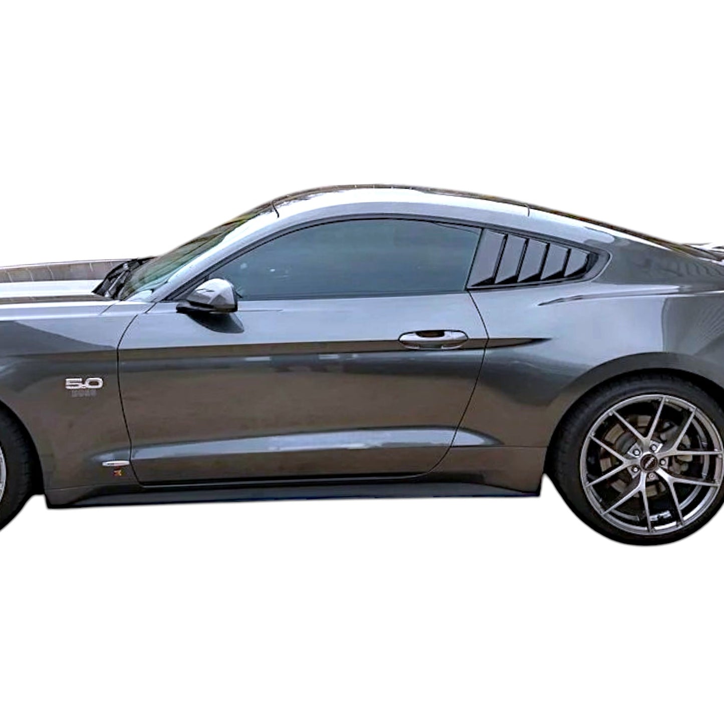 JSD Vintage Quarter Window Louvers for 15-23 Mustang Fastback; Carbon Fiber Print
