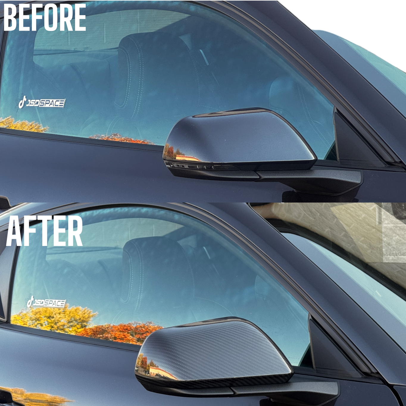 JSD Dry Carbon Fiber Mirror Covers for 2015-2025 Ford Mustang