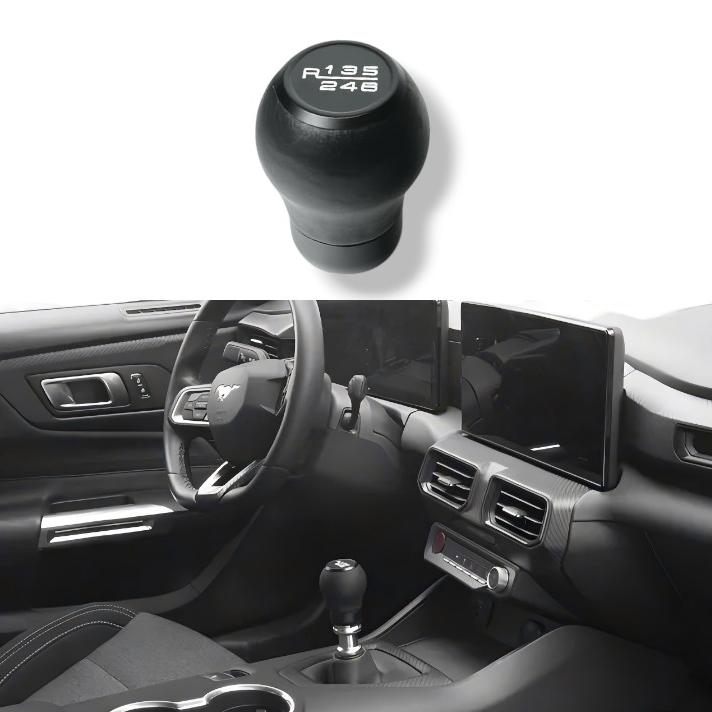 JSD 6-Speed Shift Knob; Black Leather (15-25 Mustang GT, Dark Horse)