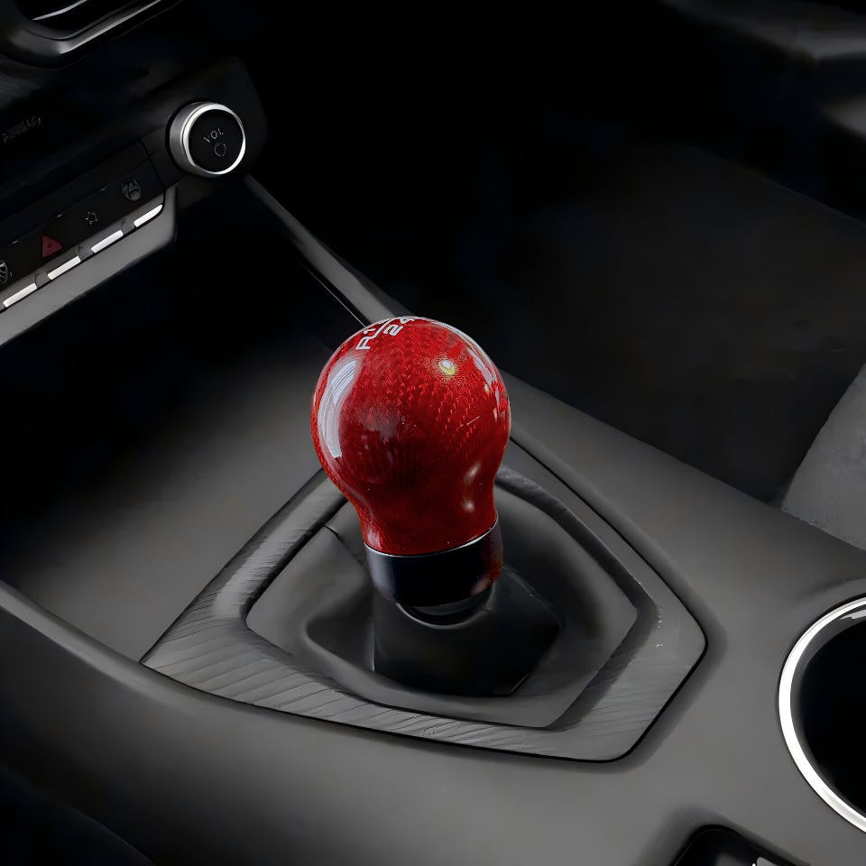 JSD 6-Speed Shift Knob; Real Red Carbon Fiber (15-25 Mustang GT, Dark Horse)