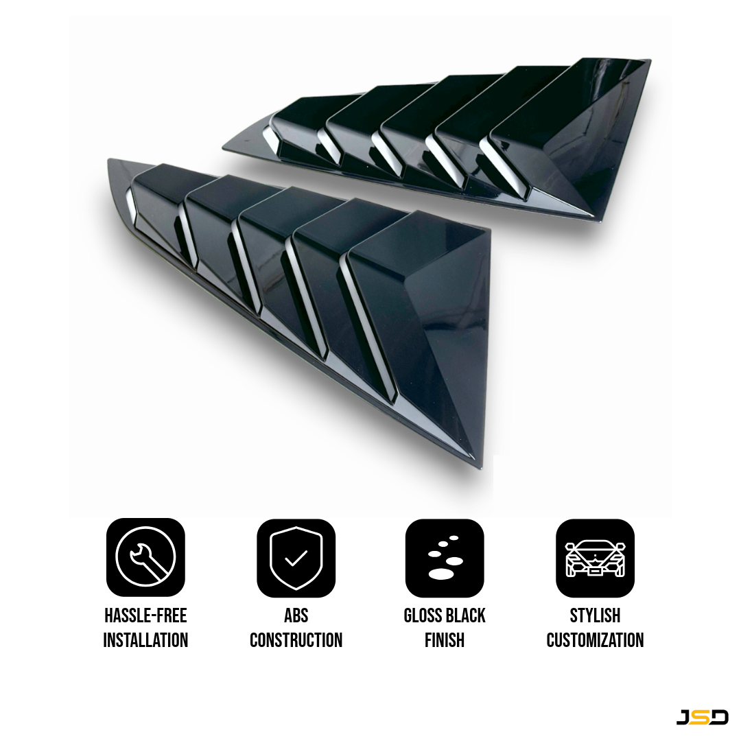 JSD Sport Quarter Window Louvers for 15-23 Mustang Fastback; Gloss Black