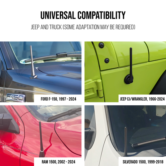 JSD 6.5-Inch Flexible Off-Road Black Antenna for 1966-2024 Jeep CJ and Wrangler and Trucks