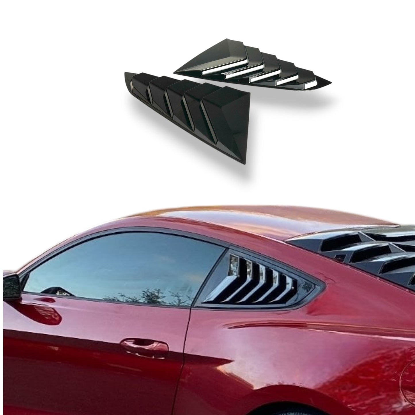 JSD Sport Quarter Window Louvers for 15-23 Mustang Fastback; Gloss Black