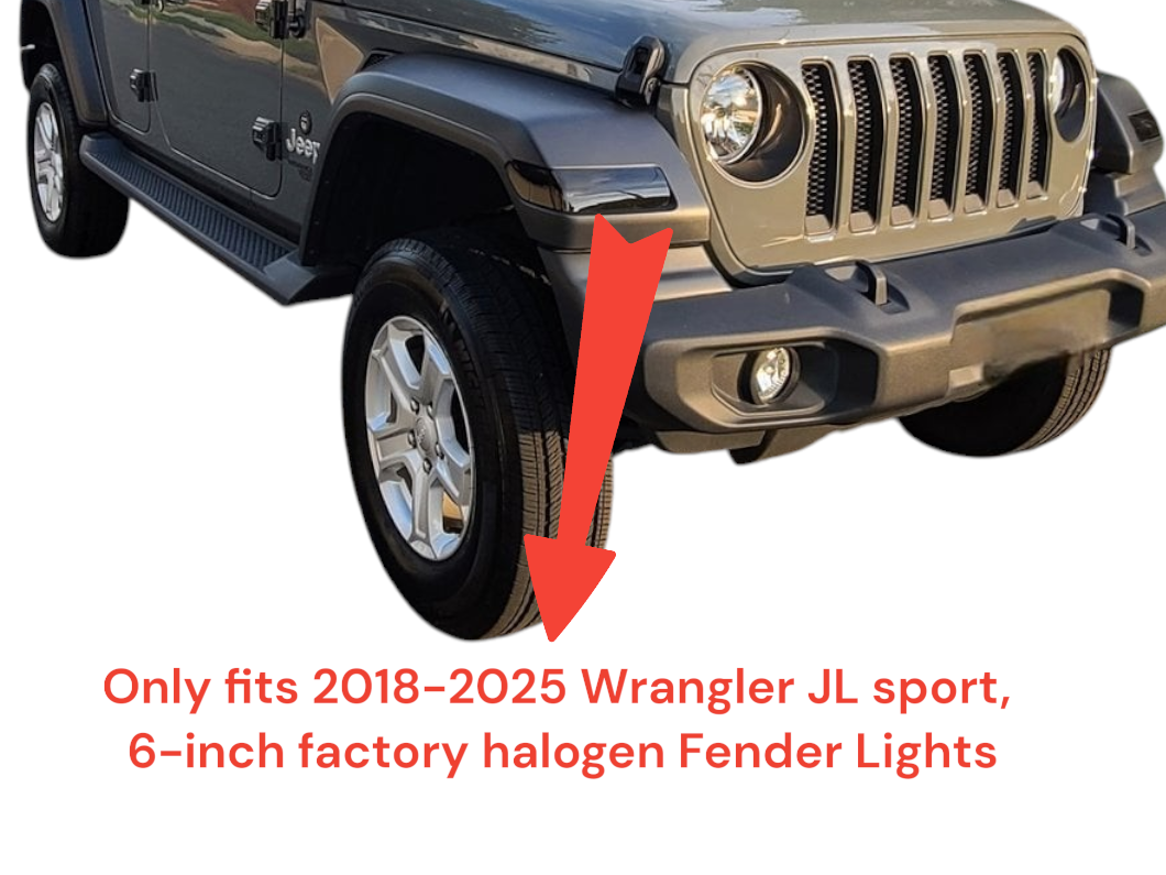 Tint My Light Smoked Acrylic Turn Signal Light Covers for 2018-2025 Jeep Wrangler JL Sport &2020-2525 Jeep Gladiator JT Sport (6 inch Factory halogen lights)