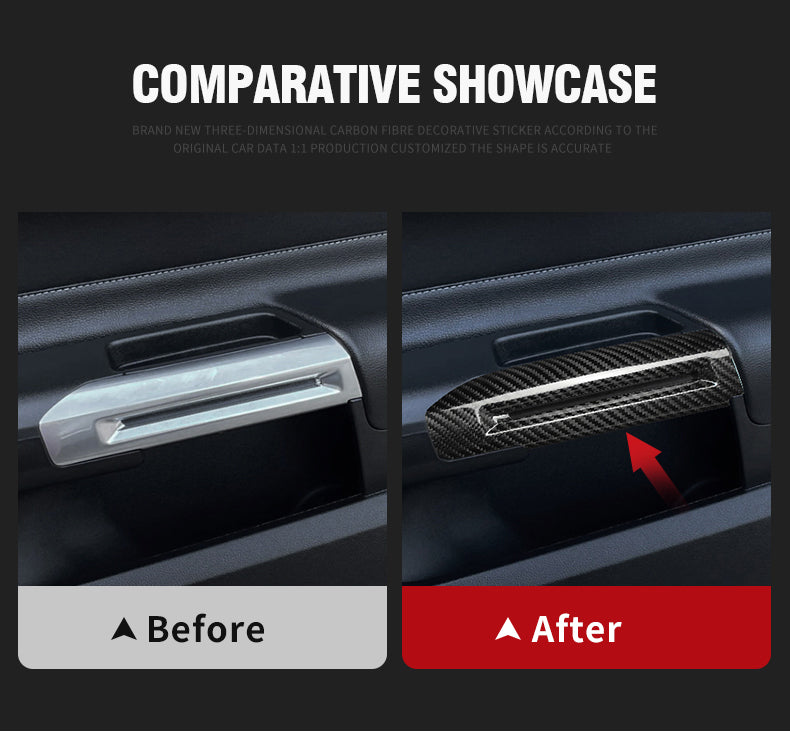 JSD Dry Carbon Fiber Inner Door Handle Trim Covers for Mustang 2024-2025, Gloss