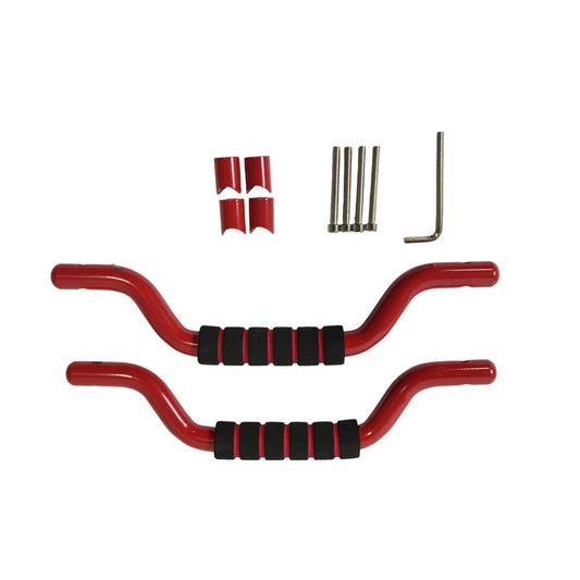 JSD 2PCS Aluminum Grab Handles For 2021-2025 Ford Bronco 2&4 Door ONLY Fit Front Seat Roll Bar Handgrip Handles（Not Fit Rear Seat), Red