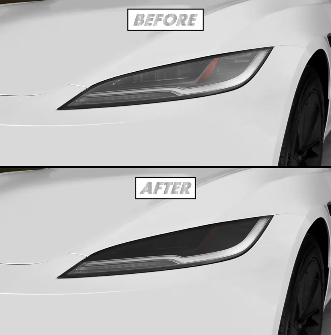 Smoked Head Light Tints for Tesla 2024+ Model 3 by Tint My Light