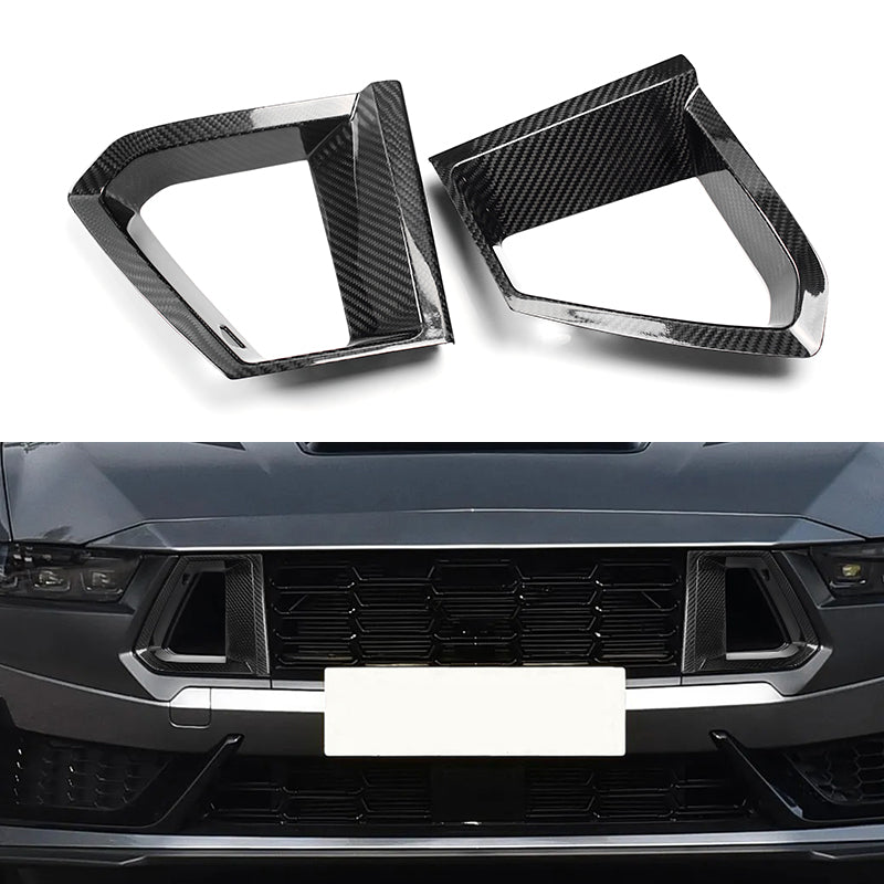 JSD Grille Inserts; Carbon Fiber (2024+ Mustang Dark Horse)