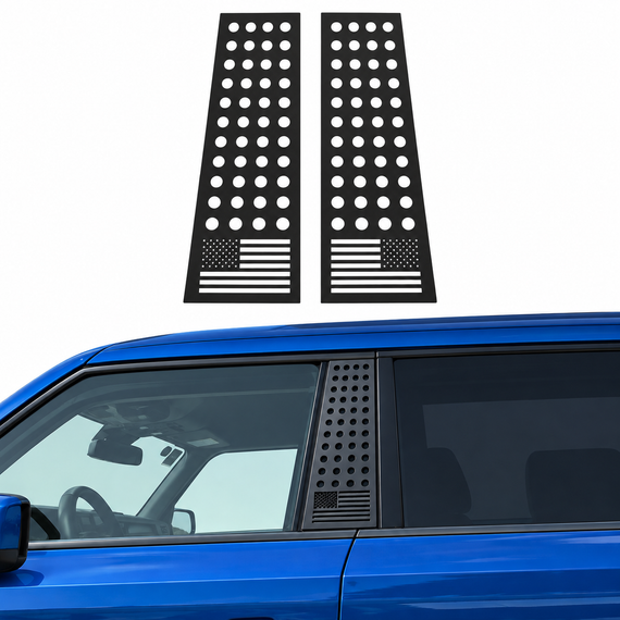 JSD B-Pillar Trim Covers for 2021 2022 2023 2024 2025 2026 Ford Bronco, Aluminum Alloy Window Pillar Covers, US Flag