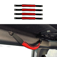 JSD Roll Bar Grab Handles Paracord Grip Handle for Ford Bronco 2021 2022 2023 2024 2025 2&4 Door, 4Pack, Black with Red