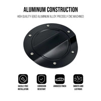 JSD Billet Aluminum Fuel Door for Ford Mustang 2015-2023, Black Anodized
