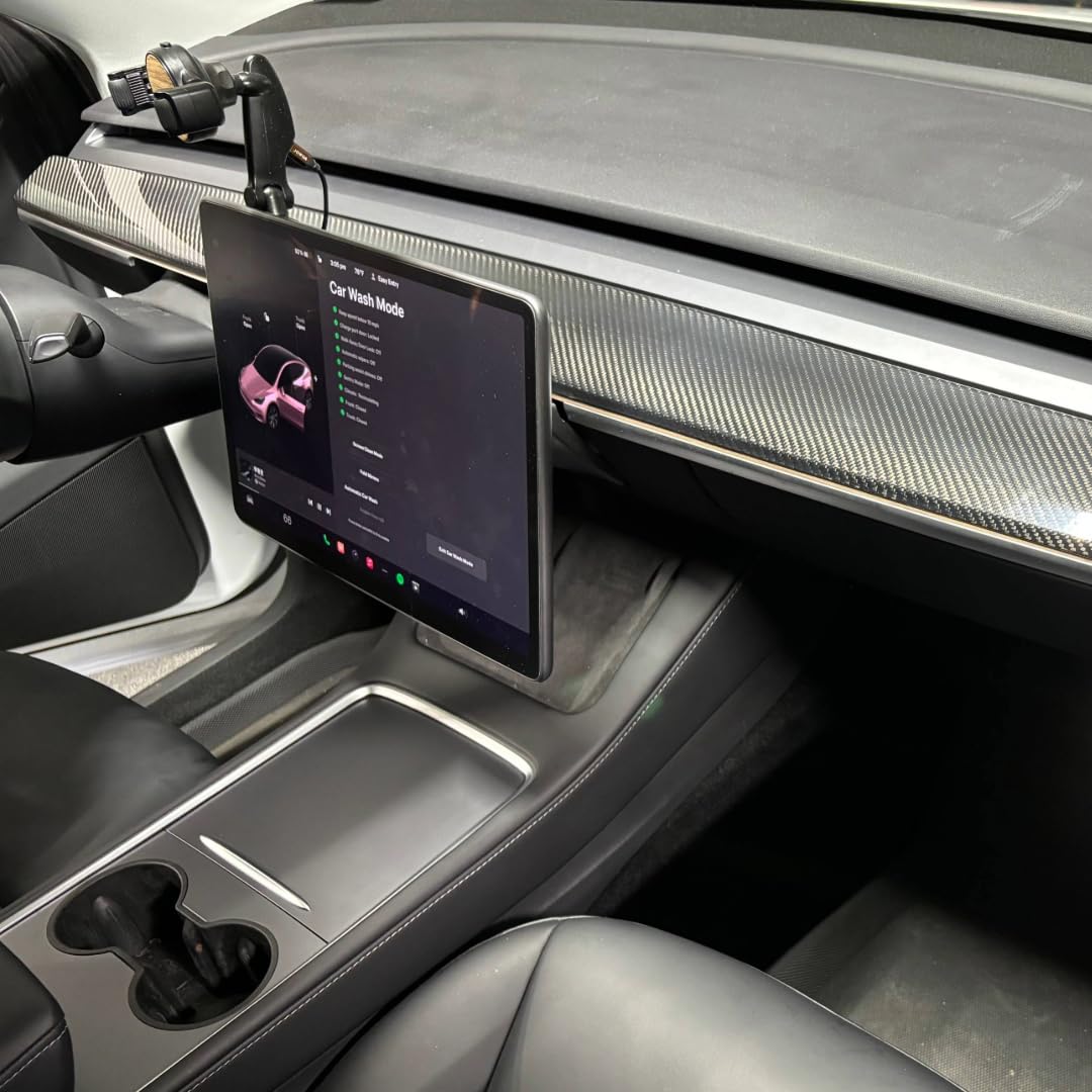 JSD Carbon Fiber Center Console Dashboard Trim Strip for 2020 - 2024 Tesla Model Y and 2017 - 2024 Model 3