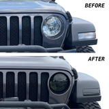 Smoked Headlight Lamp Covers for 2018-2024 Jeep Wrangler JL/ 2020-2024 Jeep Gladiator JT by Tint My Light