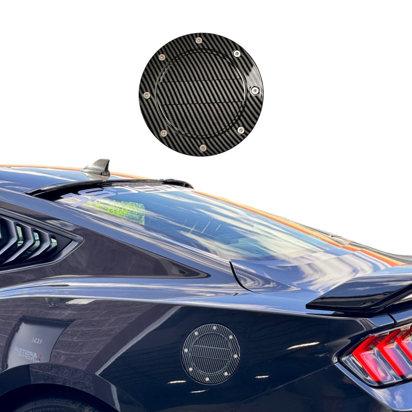 JSD Modern Style Replacement Fuel Door for Ford Mustang 2024 All Models, Carbon Fiber Style