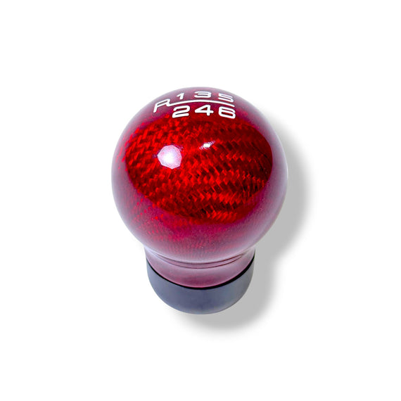 JSD 6-Speed Shift Knob; Real Red Carbon Fiber (Fits 15+ Mustang GT, Dark Horse)