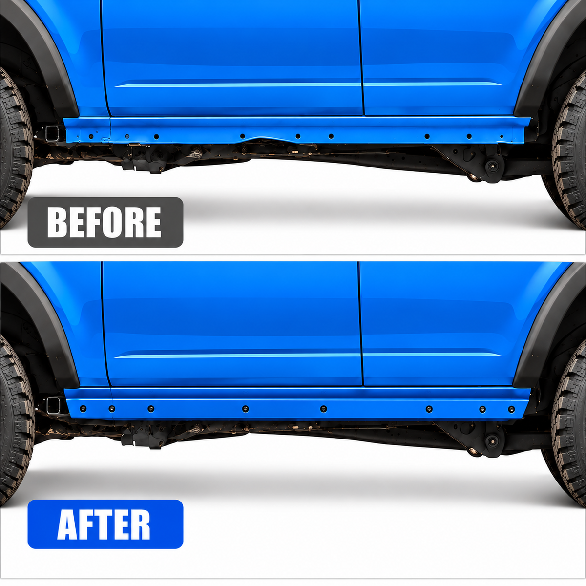 JSD Side Skirt Pinch Weld Covers for Ford Bronco 4-Door, Rocker Panel Guards