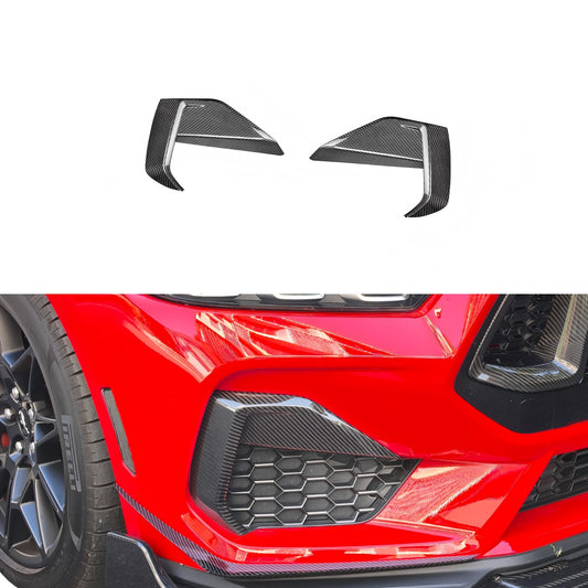 JSD Dry Carbon Fiber Lower Corner Grille Inserts; （2024-2025 Mustang GT）