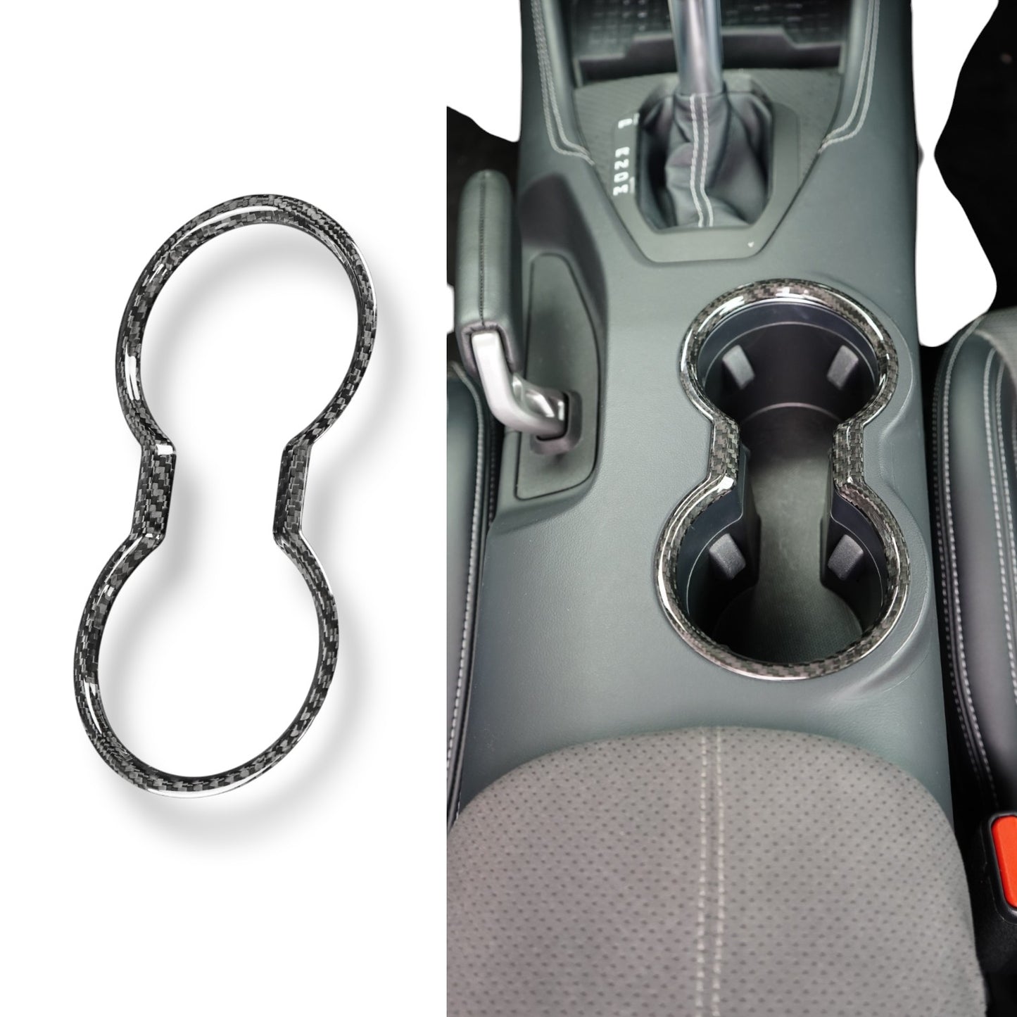 JSD Dry Carbon Fiber Cup Holder Trim Cover for 2024 2025 Mustang