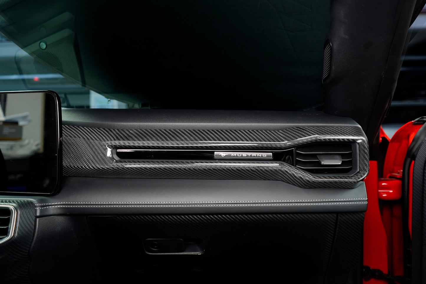 JSD Dry Carbon Fiber Co-pilot AC Outlet Cover for Mustang 2024 2025