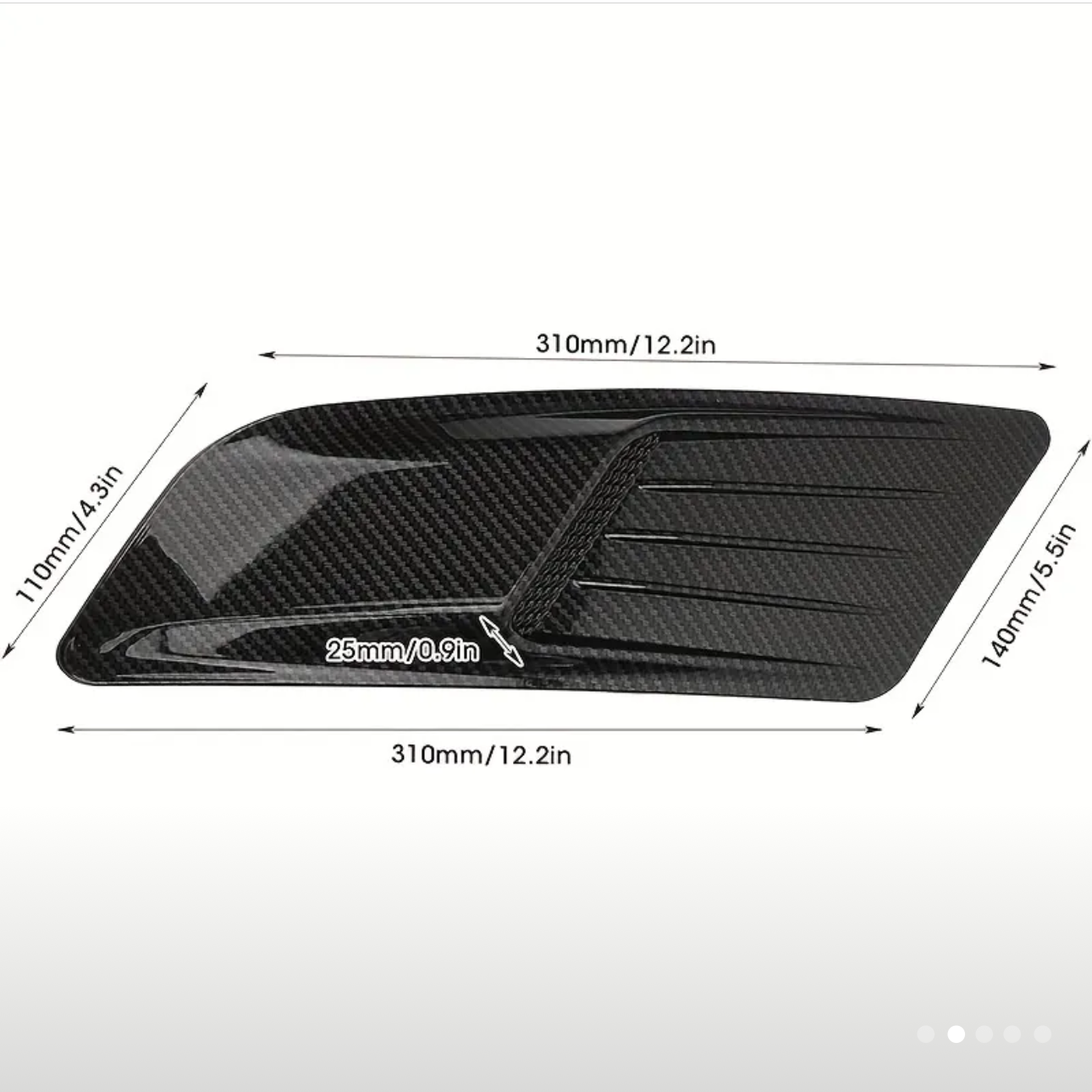 Hood Vent Scoop Covers; Carbon Fiber Style (15-17 Mustang)