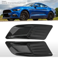 Hood Vent Scoop Covers; Carbon Fiber Style (15-17 Mustang)