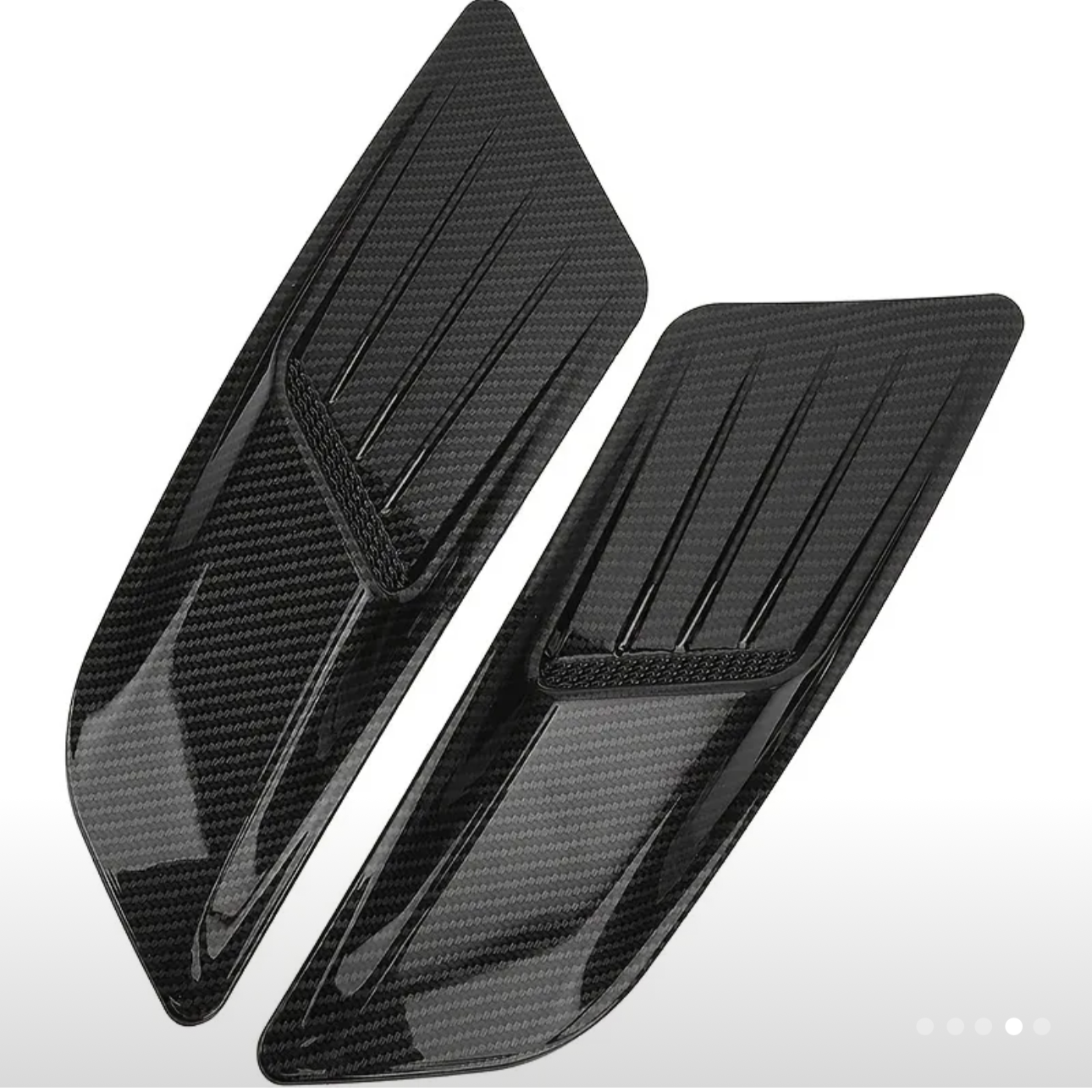 Hood Vent Scoop Covers; Carbon Fiber Style (15-17 Mustang)