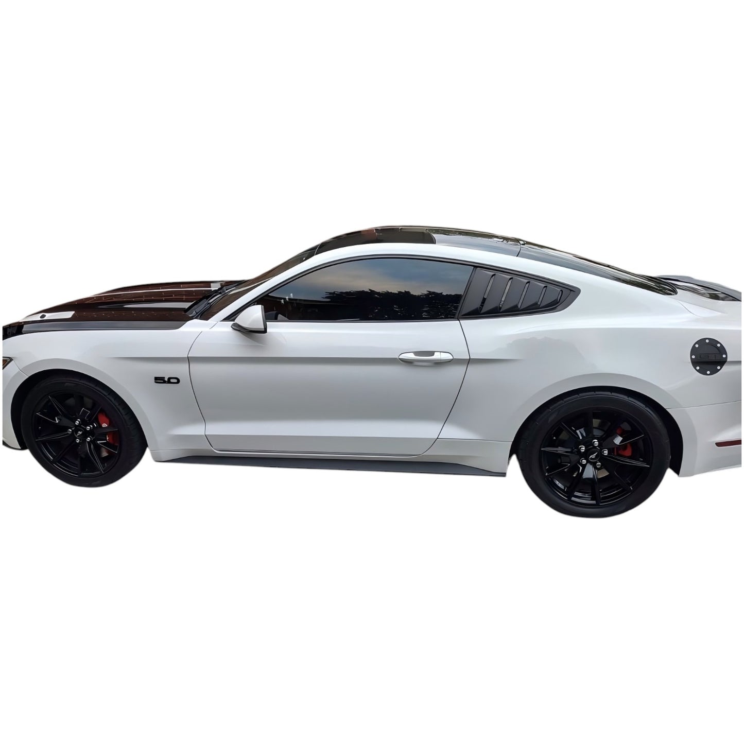 JSD Vintage Quarter Window Louvers for 15-23 Mustang Fastback; Matte Black
