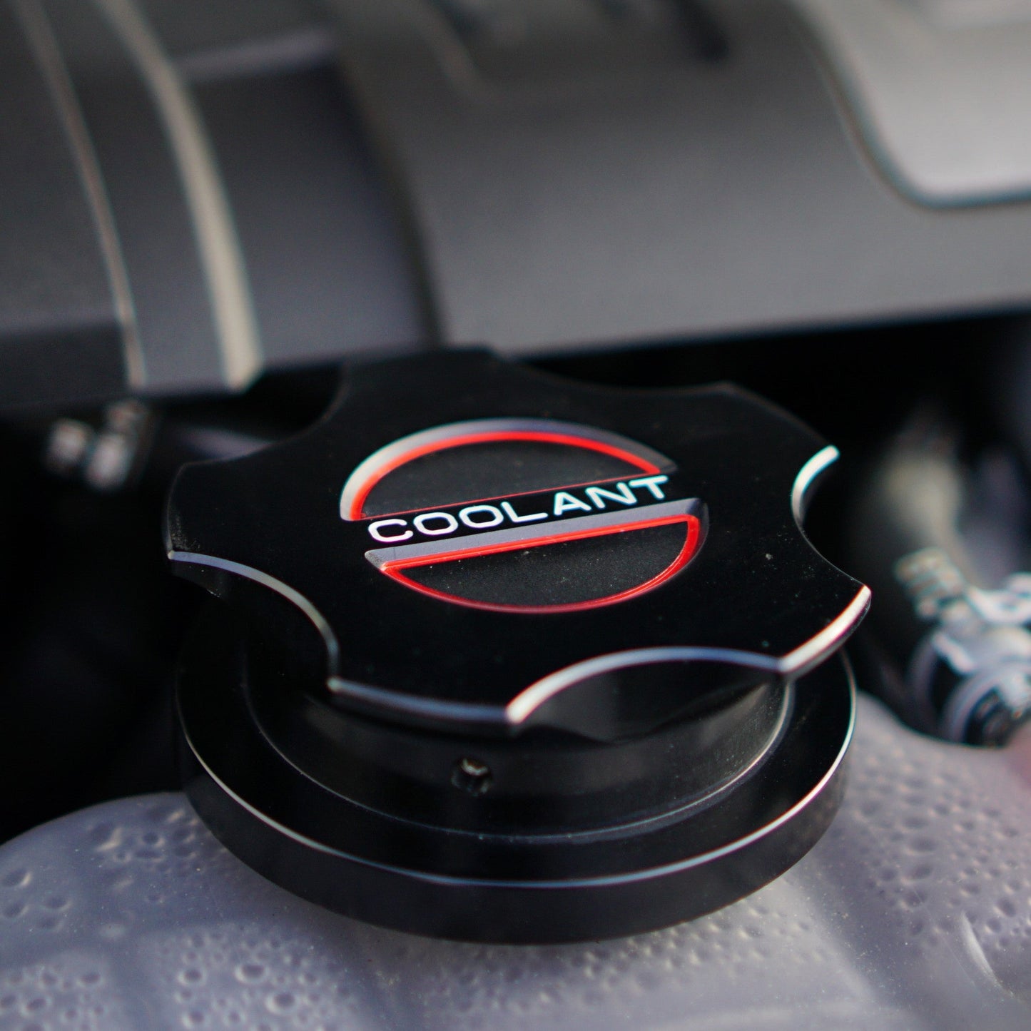 JSD Space Billet Aluminum Coolant Radiator Cap Cover for Ford Mustang 2015-2025; Anodized Black