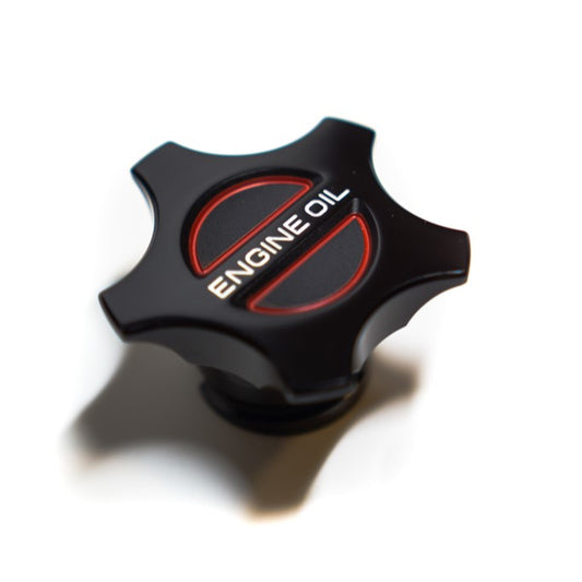 JSD Space Billet Aluminum Engine Oil Filler Cap Cover for Ford Mustang 2018+ GT; Dark Horse,2020-2022 Mustang GT500, Anodized Black