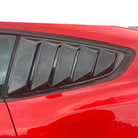 JSD Vintage Quarter Window Louvers for 15-23 Mustang Fastback; Carbon Fiber Print
