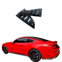 JSD Vintage Quarter Window Louvers for 2015-2023 Mustang Fastback; Gloss Black