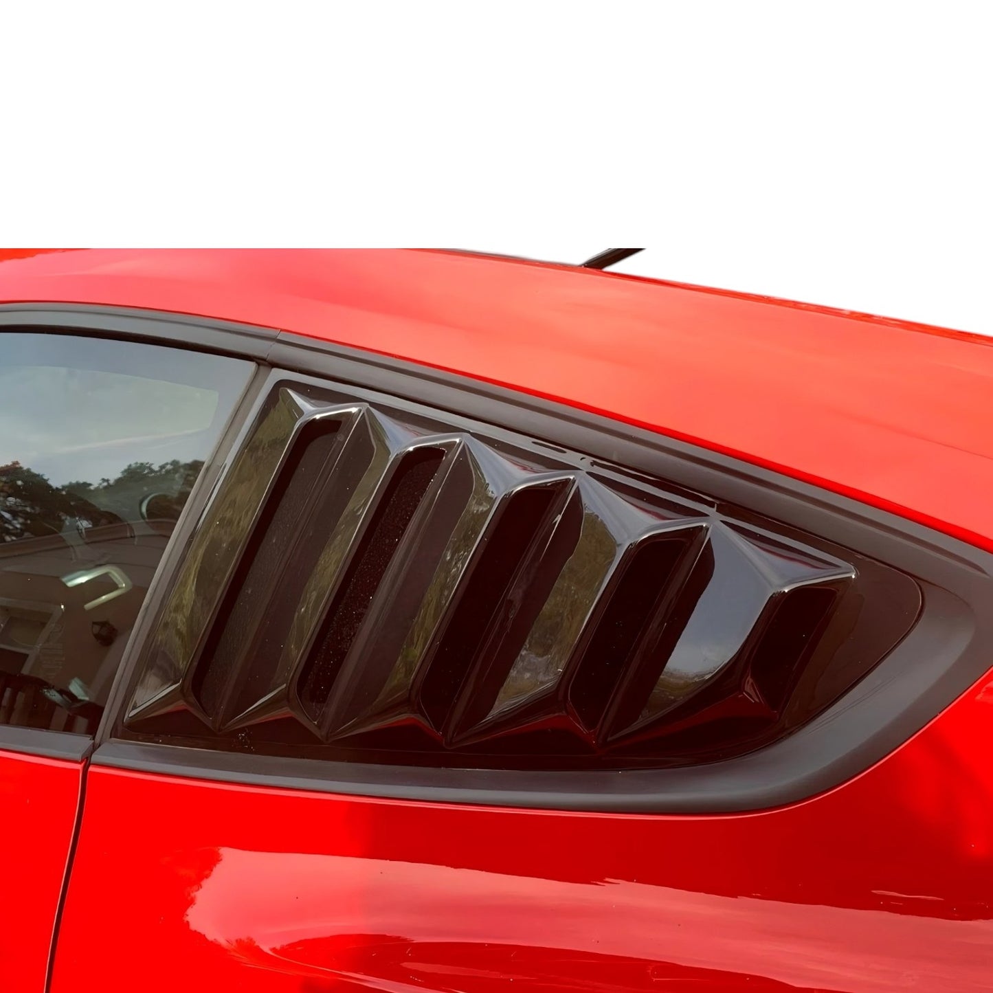 JSD Vintage Quarter Window Louvers for 2015-2023 Mustang Fastback; Gloss Black