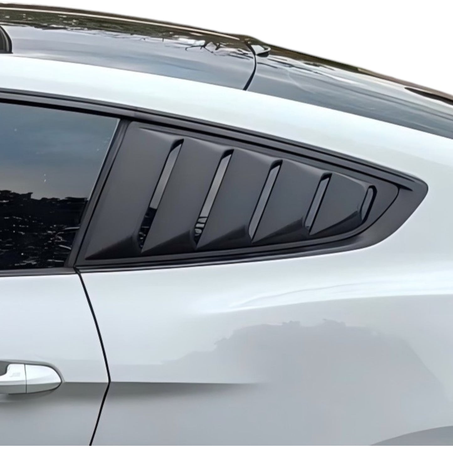 JSD Vintage Quarter Window Louvers for 15-23 Mustang Fastback; Matte Black