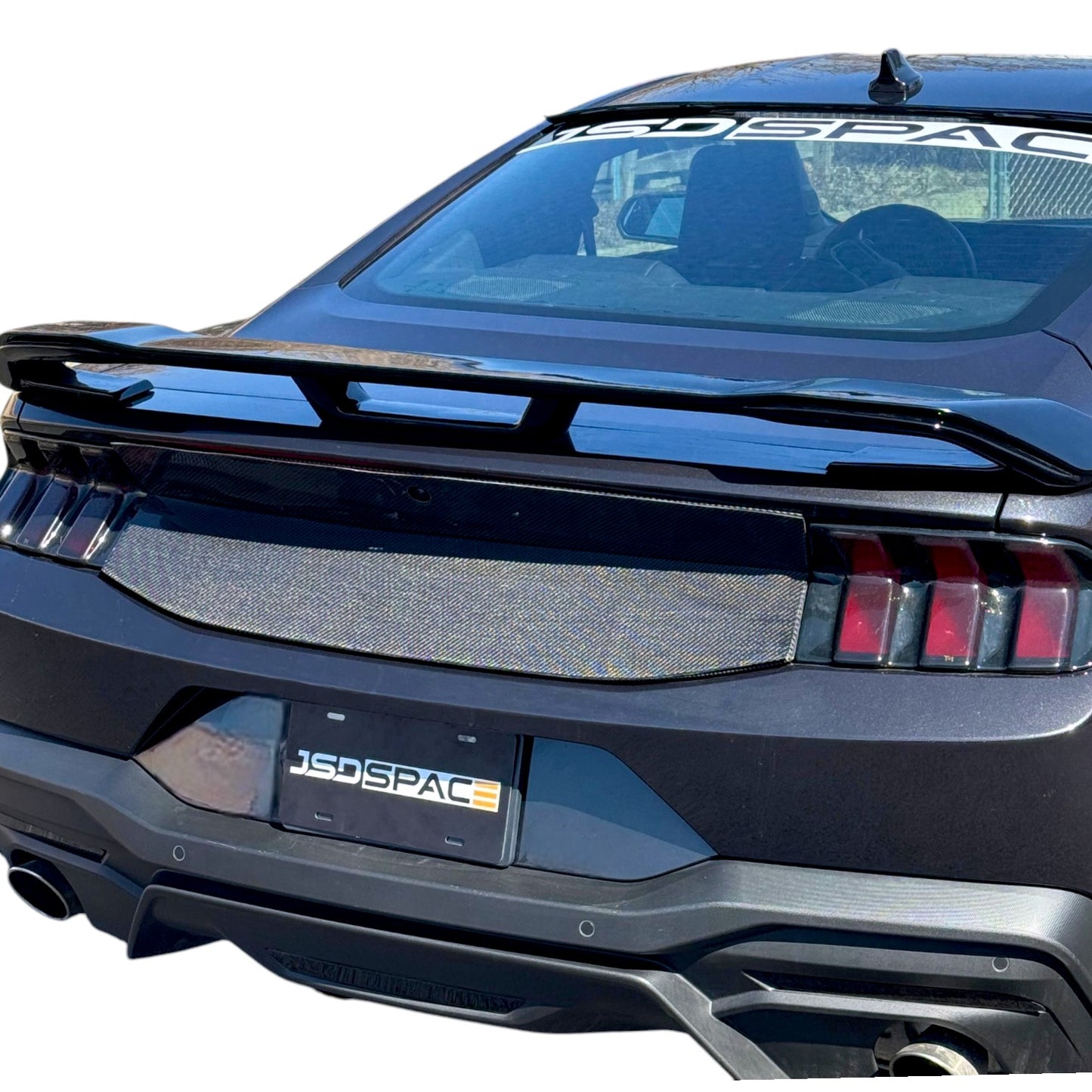 JSD Real Gloss Carbon Fiber 2-Piece Decklid Panel for 2024-2025 Ford Mustang