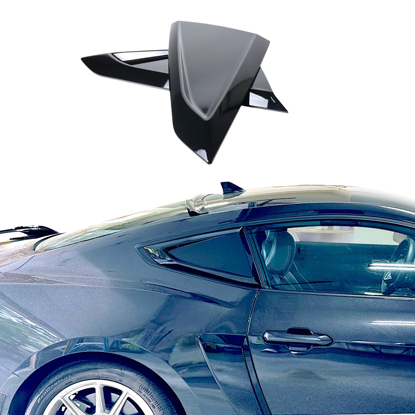 JSD Quarter Window Scoops for Mustang 2024-2025 Fastback, Gloss Black