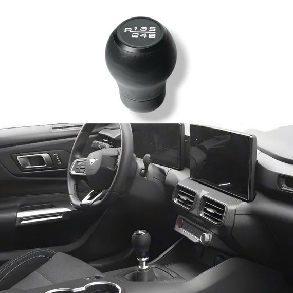 JSD 6-Speed Shift Knob; Black Leather (15-25 Mustang GT, Dark Horse)