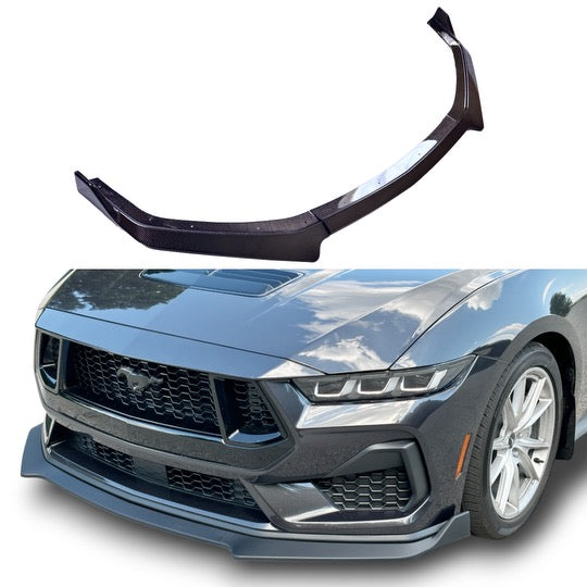 JSD 3-Piece Chin Spoiler for 2024+ Mustang GT, EcoBoost Without PERFORMANCE PACK, Real Carbon Fiber