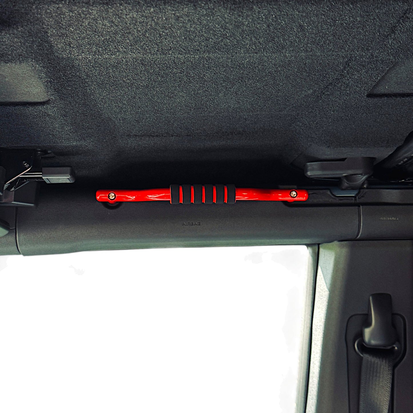 JSD 2PCS Aluminum Grab Handles For 2021-2025 Ford Bronco 2&4 Door ONLY Fit Front Seat Roll Bar Handgrip Handles（Not Fit Rear Seat), Red