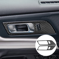 JSD Dry Carbon Fiber Inside Door Handle Panel Covers for Mustang 2024-2025，Gloss